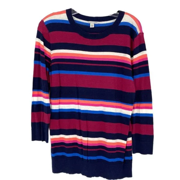 Halogen Sweaters Halogen Red Blue Striped Sweater Pullover